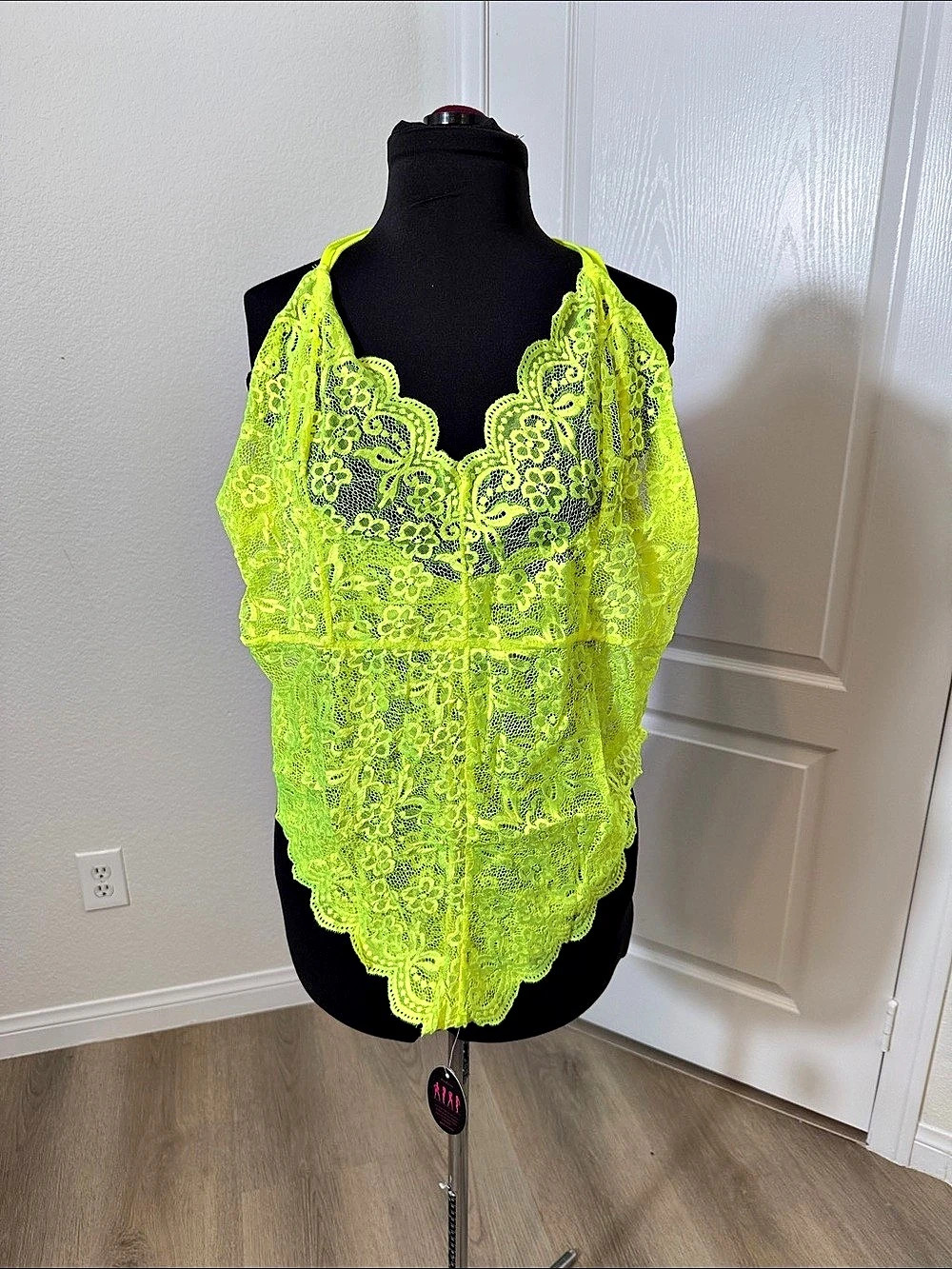 NWT Avidlove Women Lace Bodysuit Teddy Lace Floral Neon Green XXL